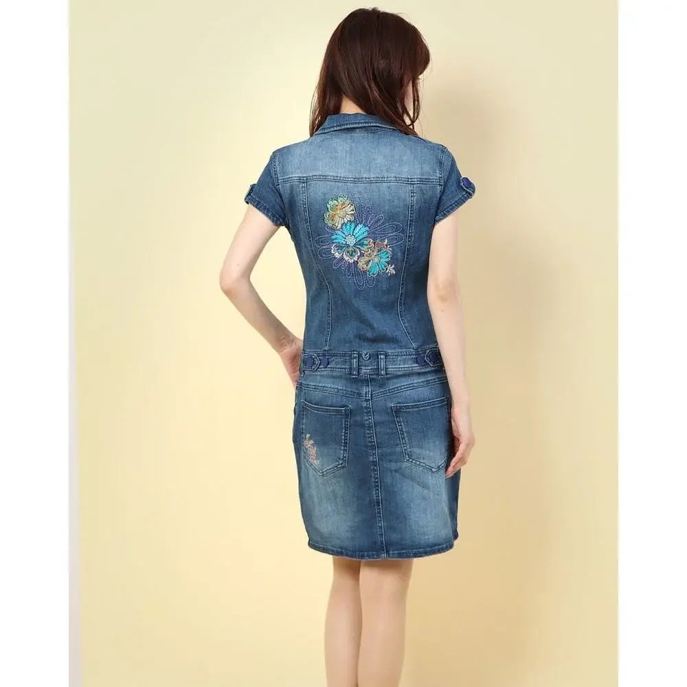 Desigual Women's Vest Xena Denim Mini Dress Short Sleeve Blue Size 40 /US 6 NWT_4